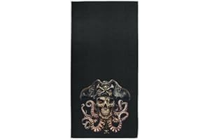 Naanle Cool Pirate Skull with Tentacles of Octopus Soft Highly Absorbent Large Decorative Hand Towels Multipurpose for Bathroom, Hotel, Gym and Spa (16" x 30")