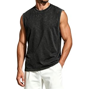 Estokap Men's Tank Tops Cotton Muscle Tee Shirts Gym T Shirts