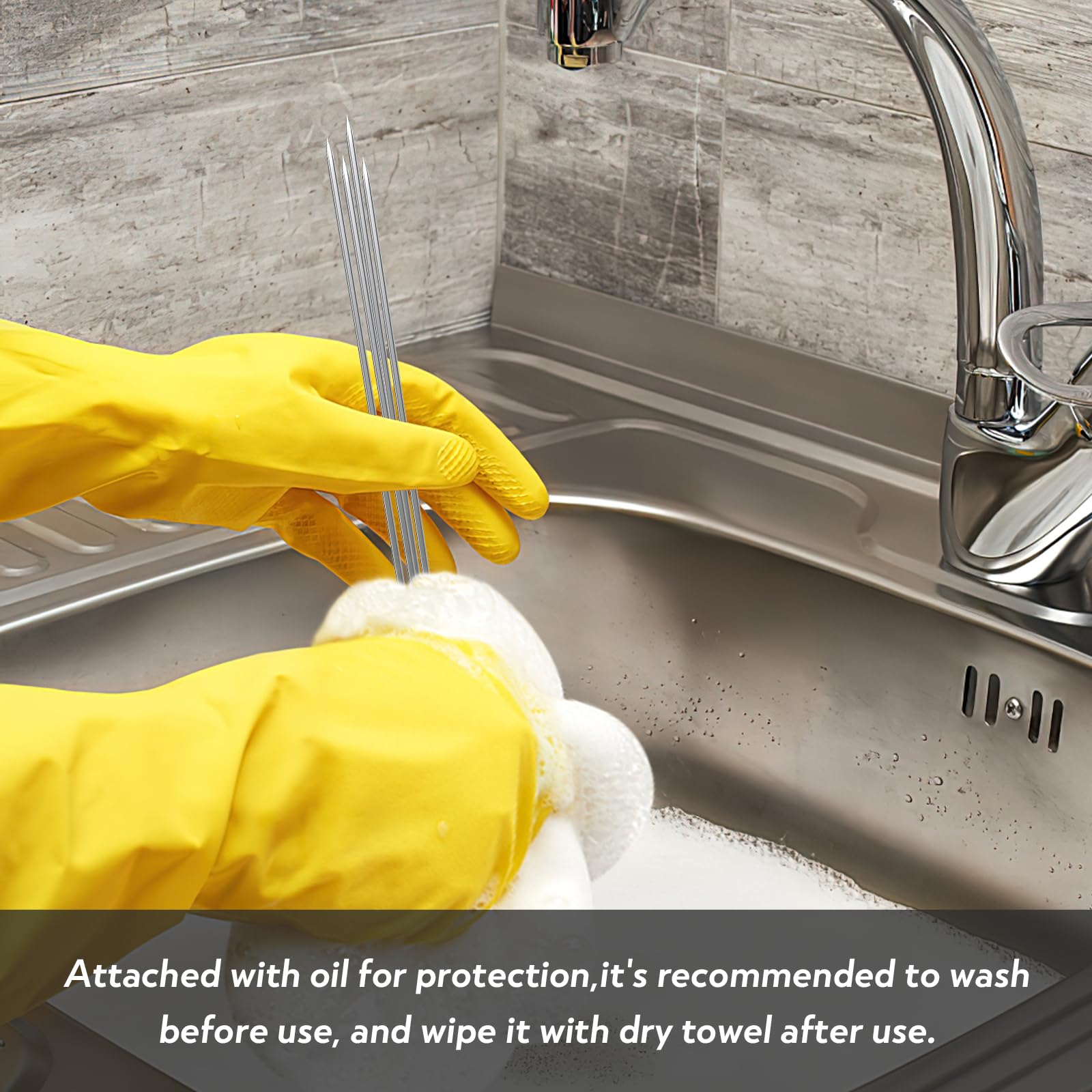 BigOtters Barbecue Skewers, 100PCS Metal Skewers for Grilling BBQ Needle Sticks for Meat Shrimp Chicken Vegetable Outdoor Cooking