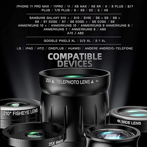 Camera Lens Iphone X Pixels Camera LIERONT Phone Camera Lens, 25X