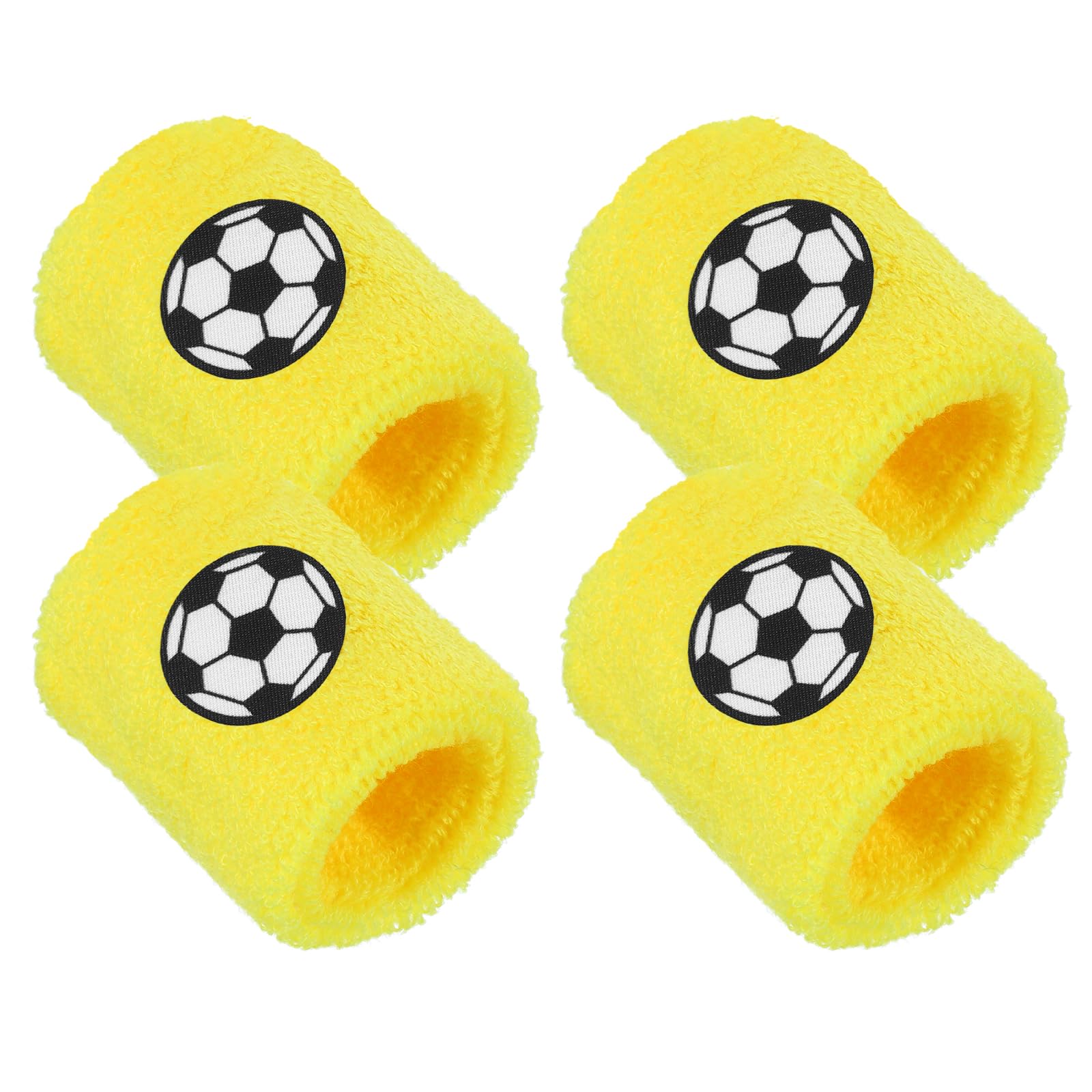 PATIKIL Colorful Sports Wristbands, 4 Packs Sweatbands Terry Cloth for Basketball Football Baseball Soccer, Yellow