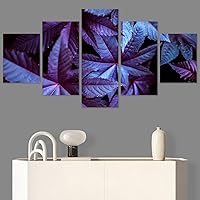 SIGNWIN 5 Panel Canvas Wall Art Modern Art Decorative Elements Expressive Leaves Multicolor Patterns Photography for Home Decorations Ready to Hang - 60
