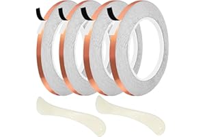 AONUOAO 3/16 inch(2 Rolls) & 7/32 Inch(2 Rolls) Black Lined Copper Foil Tape for Stained Glass and Crafts, Black Backed Coppe