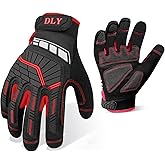 DLY Heavy Duty Work Gloves, Impact Protection Mechanic Gloves, Synthetic Leather Work Gloves, Touchscreen Capable