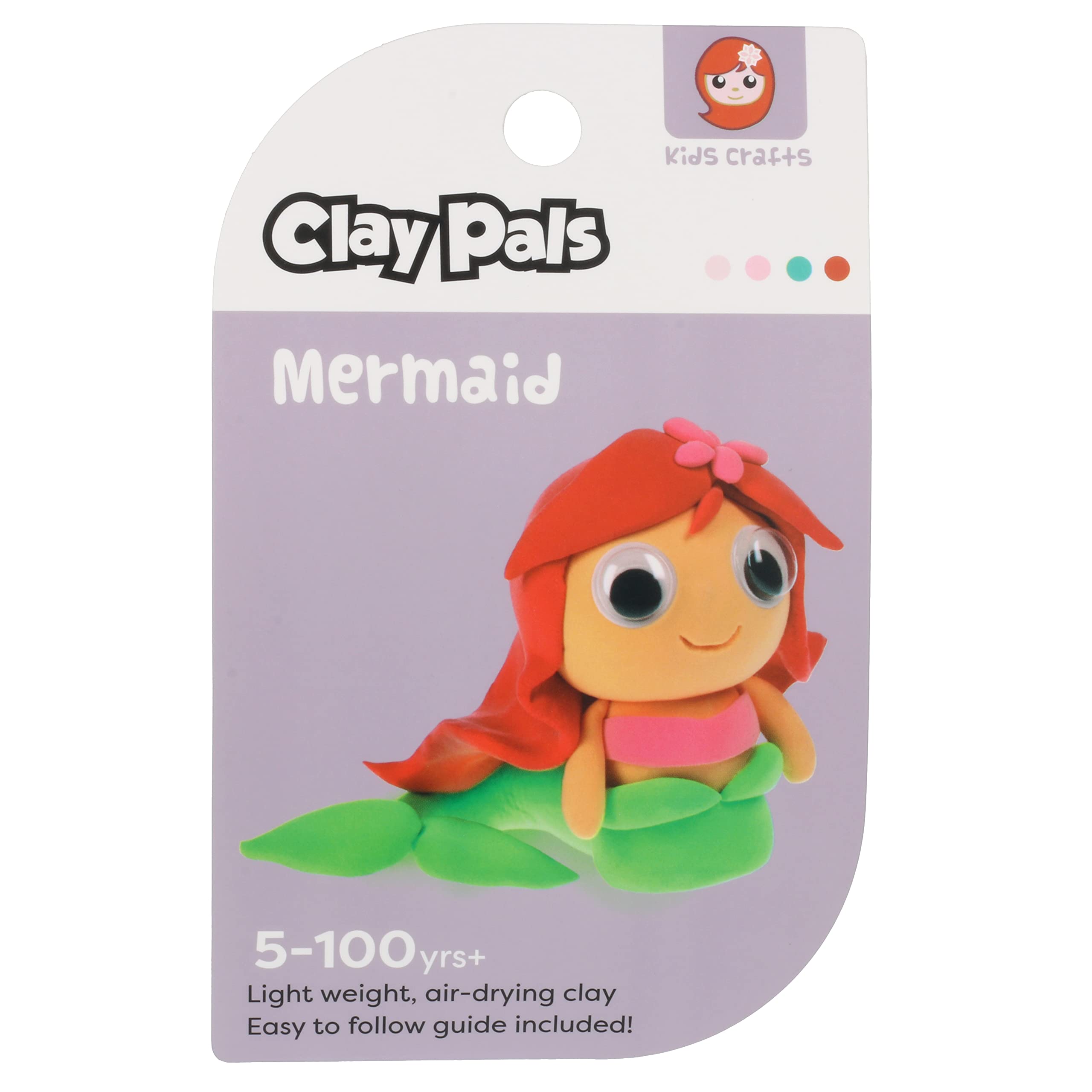 Clay Pals Mermaid - Easy Sculpt Fun Fast Air Drying Non Toxic Quick Dry Ultra Light Creative Clay Art and Craft Modelling Set for Kids