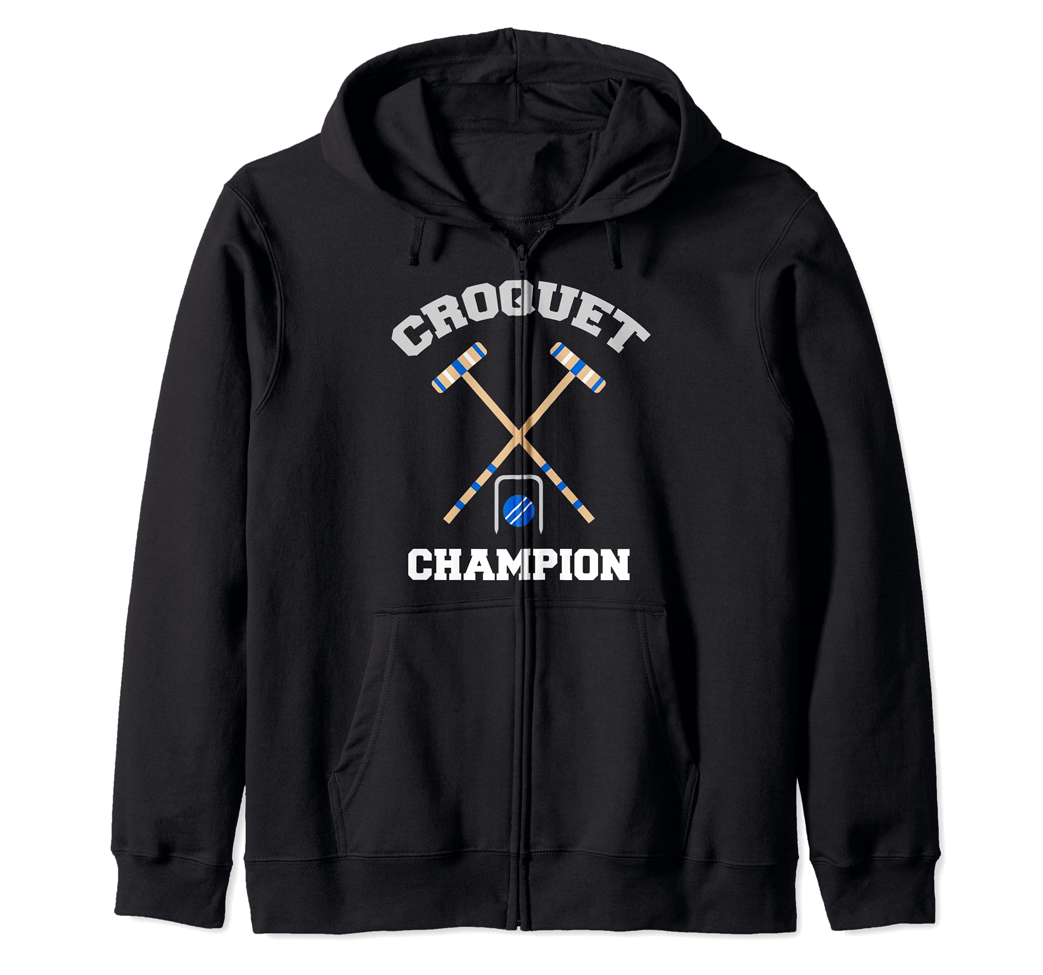 Croquet Game Ball Mallet Wickets Funny Champion Player Gift Zip Hoodie