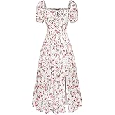 Scarlet Darkness Women's Floral Corset Dress with Split 2026 Summer Spring Square Neck Midi Milkmaid Dresses