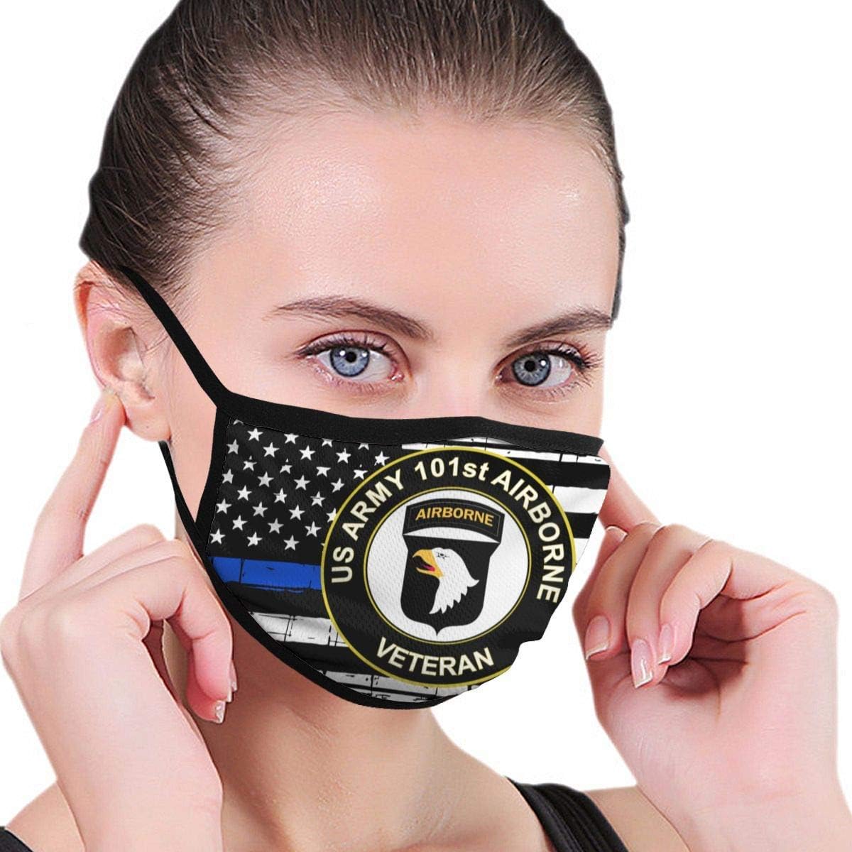 Amazon Com Derdeo Mouth Masks Us Army Veteran 101st Airborne Division Thin Blue Line Flag Cycling Work Winter