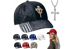 WOSLXM Christian 3 Nails Cross Hat, Adjustable Jesus 3 Nail Cross Hat with American Flag, Baseball Cap for Men Women