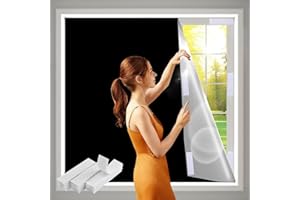 ARCIVEBERG 100% Blackout Curtains for Bedroom 57x118 inch,Removable Cuttable No Drill Blackout Shades,Portable Temporary Black Out Window Cover,Black Out Blinds for Nursery,Dorm,Travel,RV or Renter Use