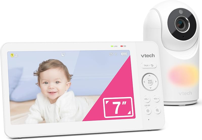 VTech VM7467 Baby Monitor 7" LCD Remote Pan Tilt Zoom 178° Night Light