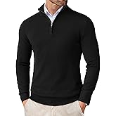 COOFANDY Men's Quarter Zip Up Sweaters Slim Fit Lightweight Mock Neck Pullover Casual Polo Sweaters