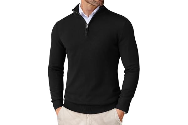 COOFANDY Men's Quarter Zip Up Sweaters Slim Fit Lightweight Mock Pullover | Casual Polo Sweaters, Quarter Zip Pullover, Busin