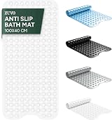 Zuvo Extra Long Bath Mat 100x40cm White Non Slip Anti Mould