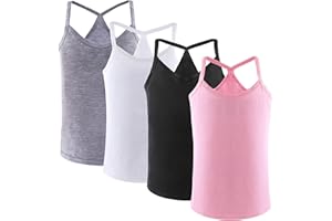 Anktry 2-10 Years Girls Dance Tank Tops Racerback Camisole Undershirts Spaghetti Strap Camis Dance Clothes Tank Tops for Girl