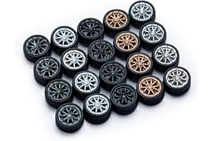 CHENZHIZHAO 1/64 Wheels and Tires Set, 64 Scale die-cast Model Modification, 64 Scale Miniature Scene Production, ABS Injection Rubber Tires, 5 Sets Packaging，Style I