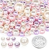 U-LIAN Purple Floating Beads for Centerpieces, 160PCS No Hole Faux Pearls and 3000PCS Water Beads for Vase Filler, Round Glossy Polished Bead for Table Scatters, Wedding Party, Home Decor, 10/14/20mm