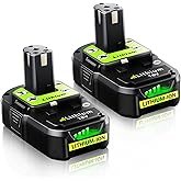 ANTOOLOCKER Replacement for Ryobi 18V Battery: 18V 4.0Ah Lithium-ion Compatible with Ryobi P102 P103 P105 P107 P108 P109 P122 Cordless Power Tools 2 Pack