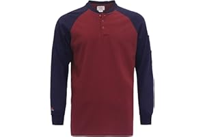 TICOMELA FR T Shirt Flame Resistant Shirt 5.5oz 100% Cotton Light Weight Workwear Men's Long Sleeve Henley Shirts