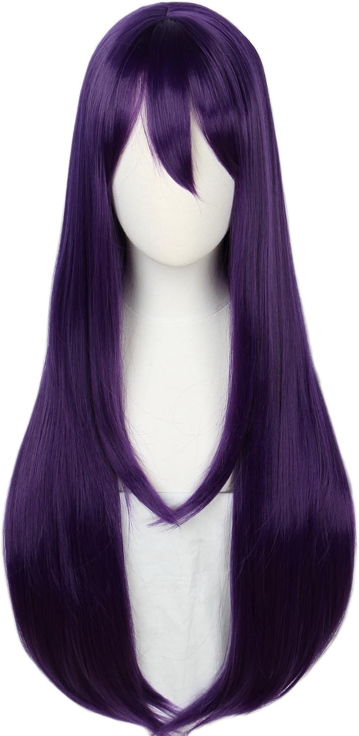 Linfairy Long Purple Wig Halloween Cosplay Wig For Women 85CM, 85 cm