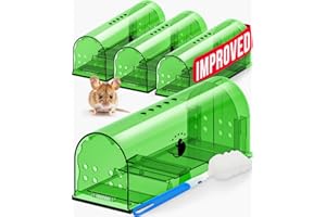 Motel Mouse Humane Mouse Traps No Kill Live Catch and Release 4 Pack - Reusable, Easy to Use & Clean, No Touch Release, Sensitive Includes Cleaning Brush, Instruction Manual & Video - Mousetrap Indoor