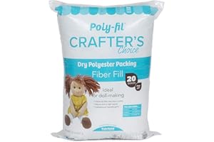 Fairfield Poly-Fil Crafter’s Choice, Dry Polyester Packing Fiber Fill, Stuffing for Stuffed Animals, Toys, Dolls, and More, Machine-Washable Poly-Fil Fiber Fill, 20-ounce Bag