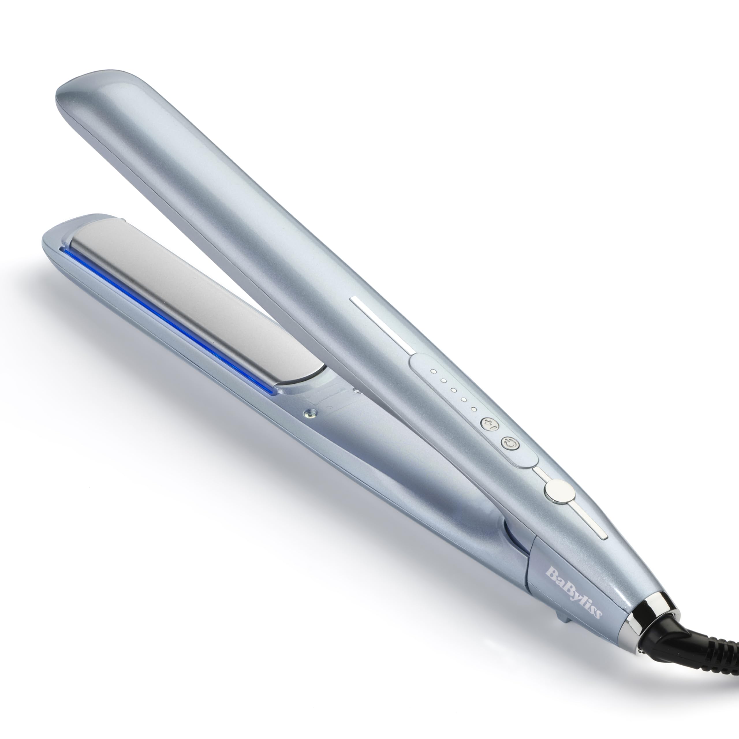 BaByliss Hydro Fusion Hair Straighteners – Dual Ionic Technology, Anti-Frizz Effect, 5 Temperature Settings, Fast Heat-Up, Auto Shut-Off – Blue, 2573U