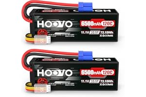 HOOVO 3S 11.1V Lipo Battery 6500mAh 120C RC Lipo Batteries Hard Case EC5 Plug Compatible with 1/8 1/10 Scale Vehicles RC Car Trucks Truggy Boats(2 Packs)