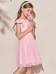 Haloumoning Girls Tutu Dress Ruffle Short Sleeve