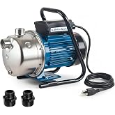 LINGXIAO 1HP Irrigation Pump, 1110 GPH, Portable Shallow Well Pump, 115V, 141 FT Height, Stainless Steel Sprinkler Pumps for