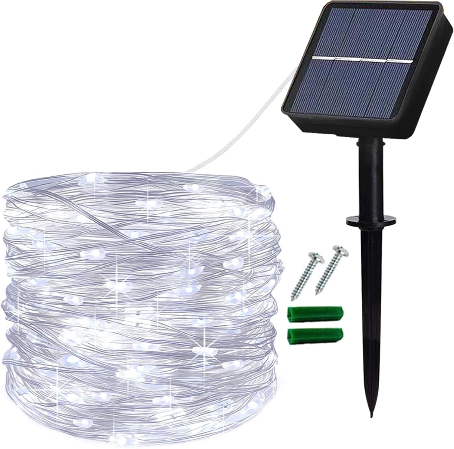 Lezonic Solar Fairy Lights, 12M/40Ft 120LED Copper Wire String Lights, Solar Garden Lights with 8 Modes for Indoor/Outdoor, Patio, Gate, Yard, Fence, Gazebo, Wedding, Party Decoration (Cool White)