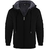 V VALANCH Men Hoodies Zip Up Sherpa Lined Sweatshirts Heavyweight Thick Warm Fleece Winter Jacket