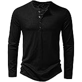 PARKLEES Men's Casual Front Placket Basic Long Sleeve Henley Shirt Muscle Workout Athletic Tee Tops