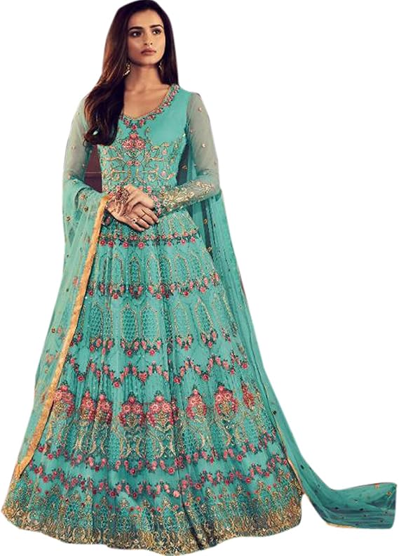 Indian/Pakistani Butterfly Net Embroidered Long Party Wear