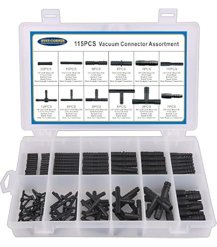 6-Pack 5ft Car Vacuum Hose Kit With 113 Connectors – Nylon/Silicone Tubing & Fittings For Automotive Systems