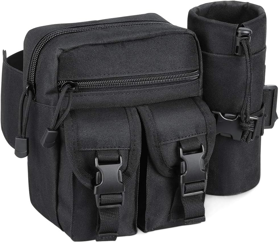 Forbidden Road Tactical Funny Pack Waterproof Military Waist Bag Pack Pouch with Water Bottle Pocket Holder Adjustable Strap