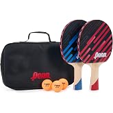 Penn 2-Player Table Tennis Paddle Set - 2 x 3.0 Paddles, 3 Balls &amp; Storage Pouch - Ping Pong Rackets with Balanced Sponge Backing, Competition Rubber &amp; Ergonomic Handle - Outdoor Sports