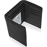 Trifold Wallets for Men - Slim RFID Blocking Wallet for Securing Personal Data - Front Pocket Friendly Genuine Leather Wallet - Mens Wallets Trifold with ID Window - Tri Fold Wallet Gifts for Men