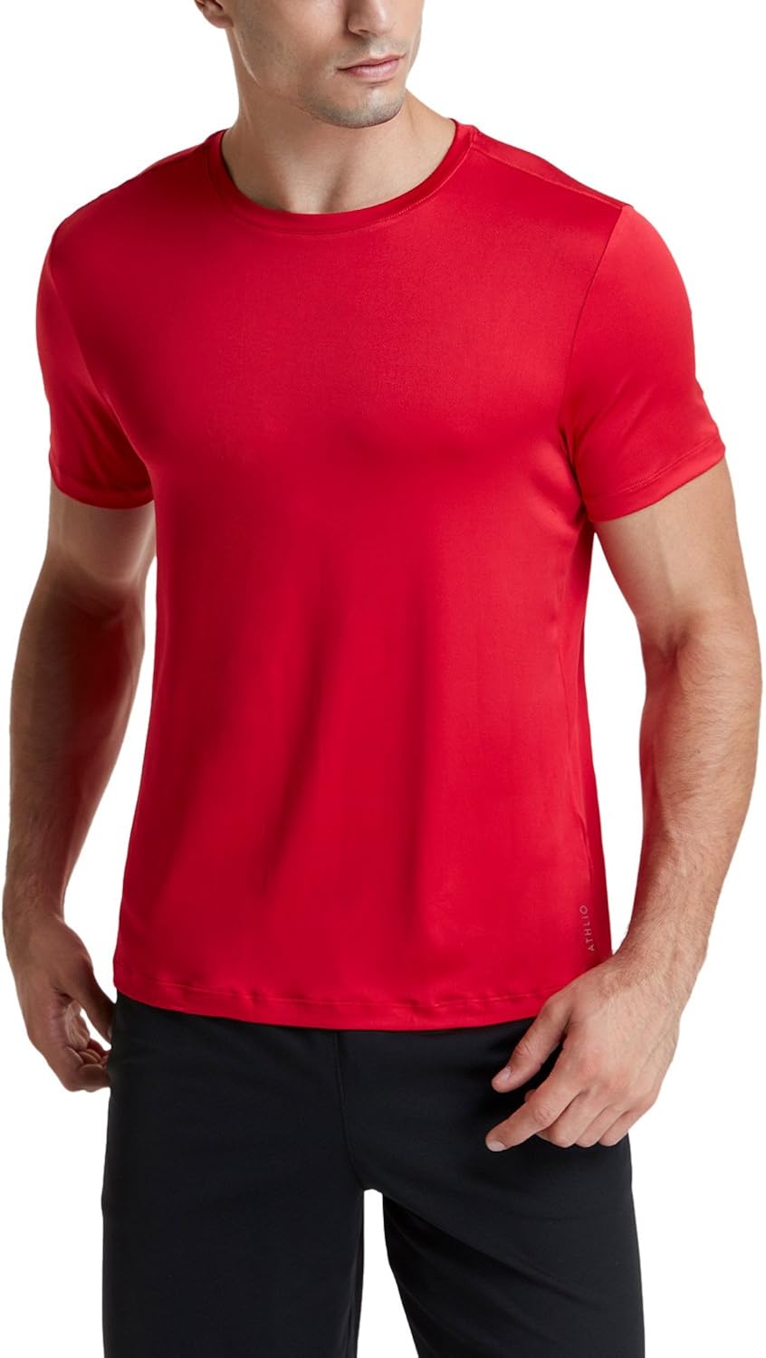 ATHLIO 2 or 3 Pack Men's Workout Running Shirts, Sun Protection Quick Dry Athletic Shirts, Short Sleeve Gym T-Shirts : Clothing