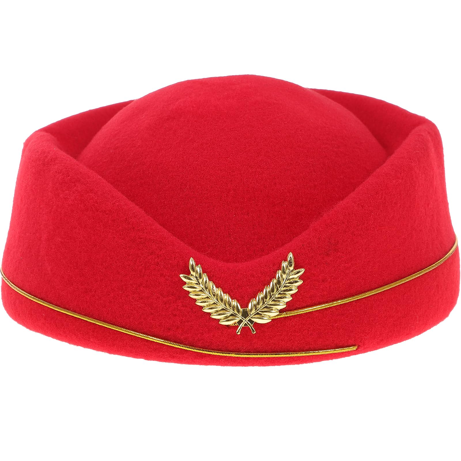 VALICLUDWomen Air Stewardess Hat Woolen Flight Attendant Hat Stewardess for Costume Cosplay Musical Performance- Size (Red) in winter
