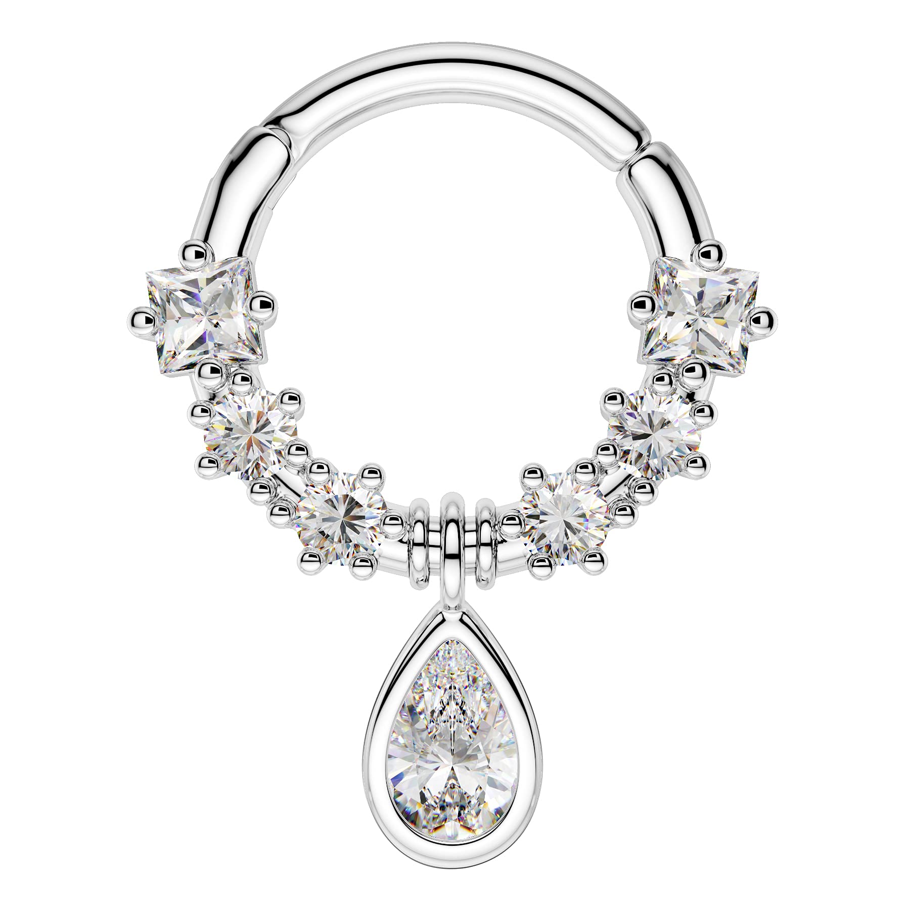 Melighting 16G Dangle Septum Ring Cartilage Earrings 316L Surgical Steel Hinged Segment Ring Septum Jewellery Helix Hoops Daith Earrings Tragus Conch Rook Piercing Jewellery