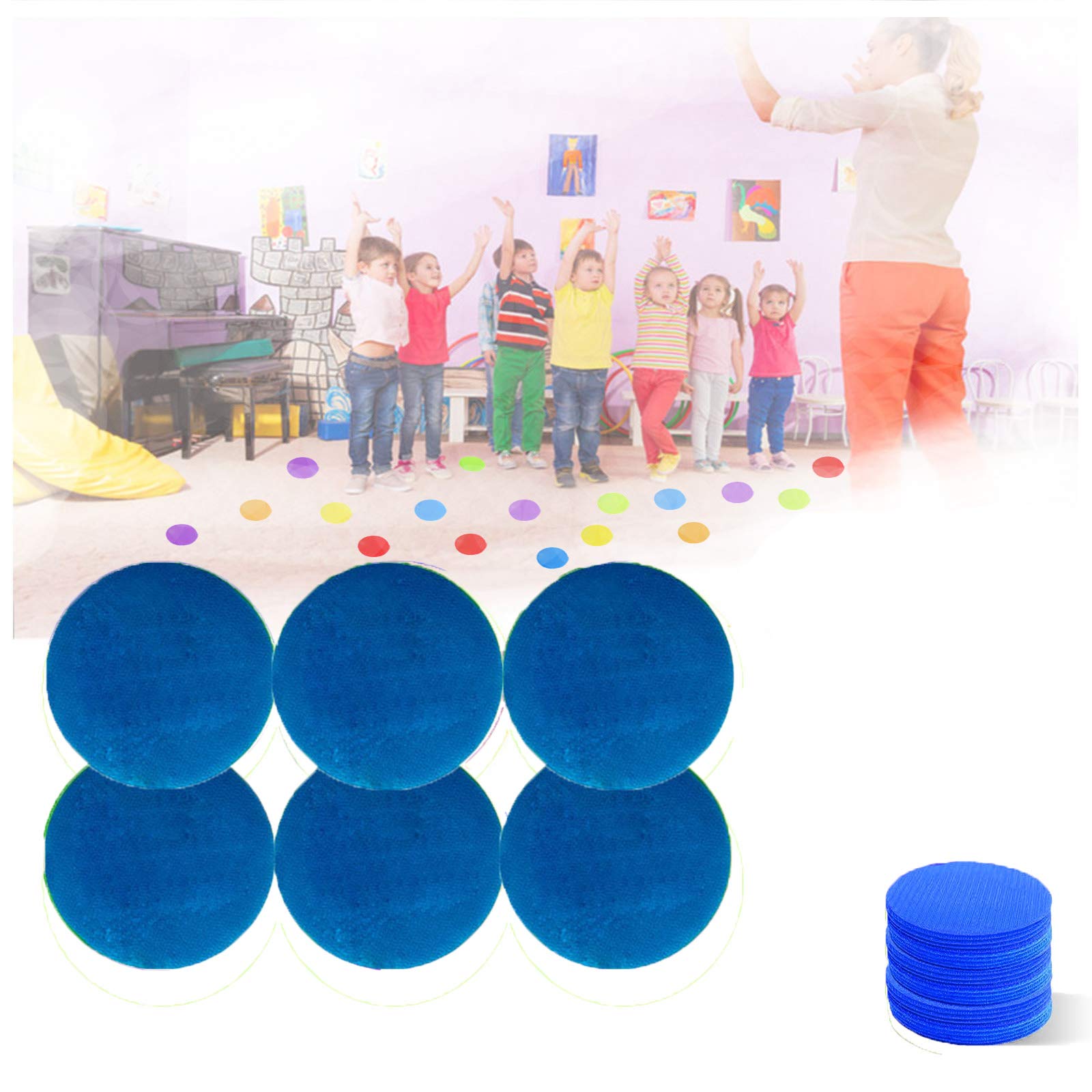 Mark Its Sitting Carpet Spots to Educate,Carpet Markers Sitting Spots,Rug Circles Marker Dots Carpet Spot Markers for Teachers, Preschool Kindergarten Kids and Gym (Blue,4 Inch)