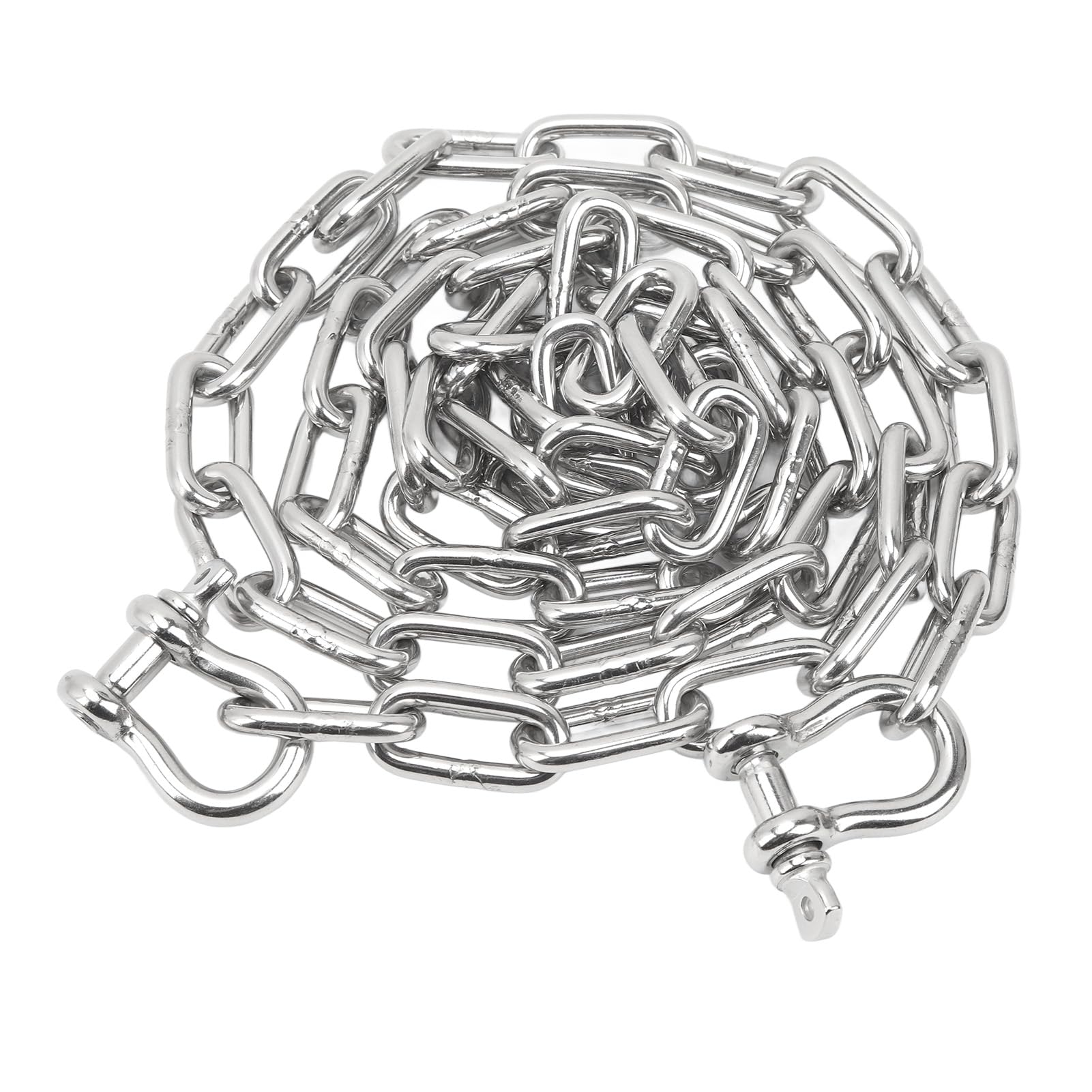 6.6ft Marine Stainless Steel Anchor Chain with Double 516in Shackle Link Ends Central Ring Ideal for Ship Yachts