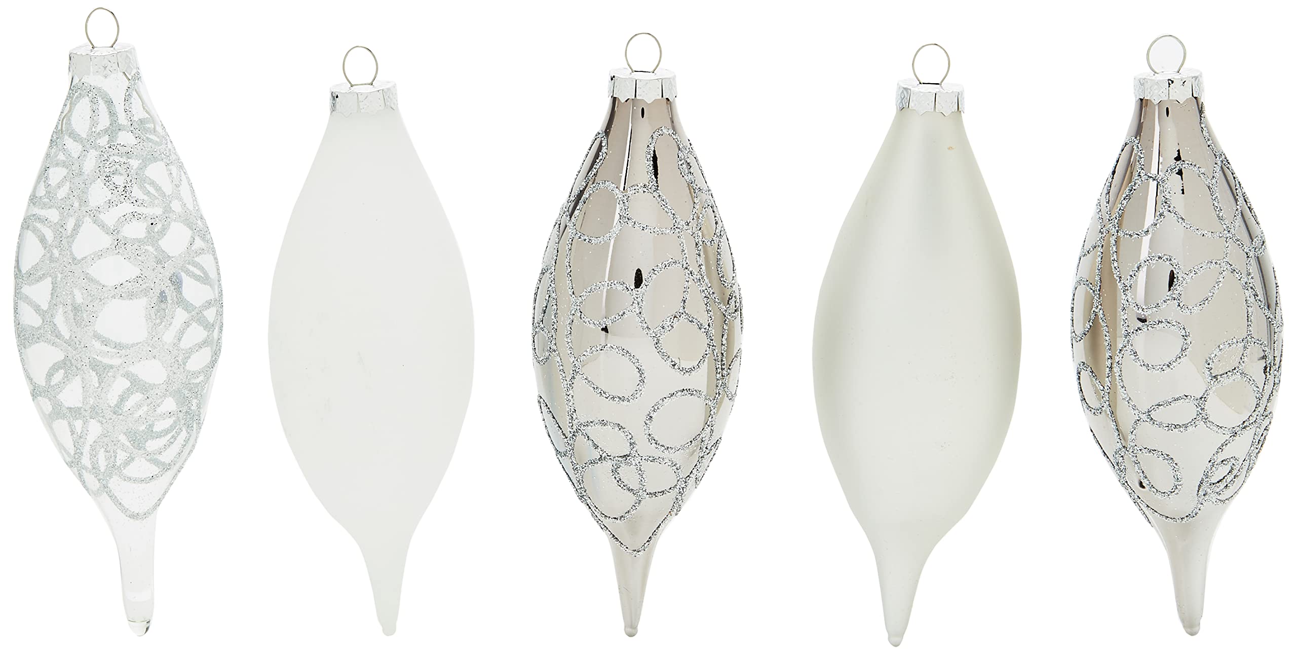 WeRChristmas Glass Baubles, Black/White, 5-Piece