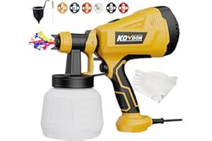 KOVDON Paint Sprayer, 700W HVLP Spray Gun, 6 Copper Nozzles & 3 Spray Patterns, Easy to Clean, Ideal Spray Gun for Furniture, Cabinets, Fences, Decks, Walls, DIY Projects, etc. KD27 Yellow