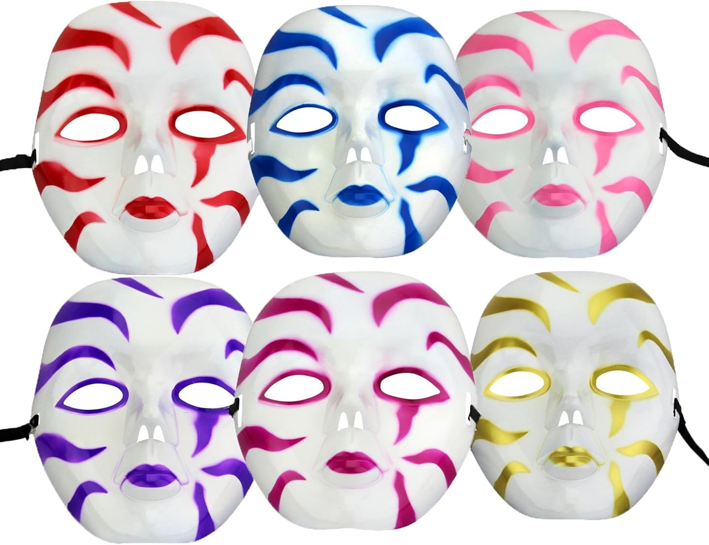 Maskette Fun Mask Assortment, Cool Masquerade Face Mask (Pack of 6 Exciting Colors) Amazon.co