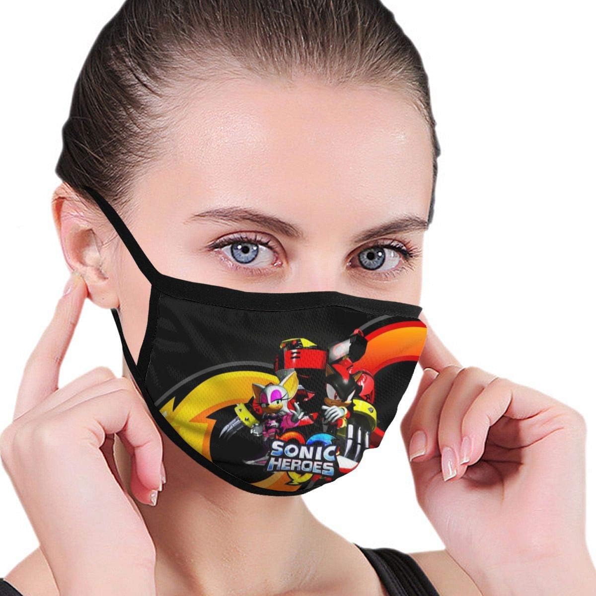 PX SHOPPING STREET Reusable Mouth Mask for Unisex Adult, Sonic Heroes Game Amy Rose and Shadow The Hedgehog Poster Face Masks with Elastic Ear Loops, Exhaust Gas Airplane Winter Cold Cool Warm Masks