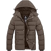 Wantdo Men's Hooded Winter Coat Warm Puffer Jacket Thicken Cotton Coat with Removable Hood