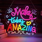 Make Today Amazing Neon Sign for Wall Decor Smart plug timer compatible USB-Powered Suitable for Kids Boys Room Study Room Gifts for Birthday(13.4x12.6 Inch)
