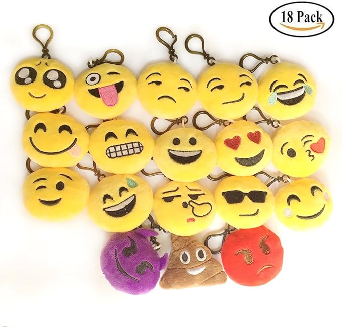 Amazon Suutop ぬいぐるみキーボルターセット 壁飾り 組み合わせ 顔文字 絵文字 Emoji 可愛い おしゃれ 面白い 子供大好き 18点セット ストラップ マスコット 通販